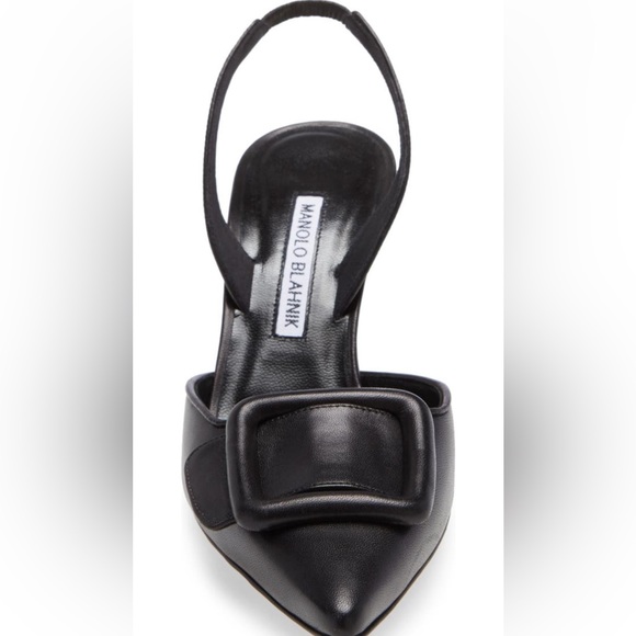 NEW Manolo Blahnik Maysli Buckle Slingback Pointed Toe Pump - Picture 2 of 10